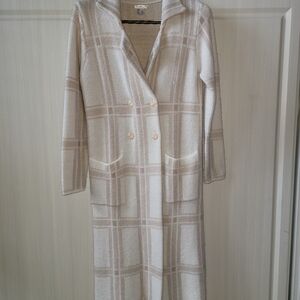 VENUS Cream & Beige Long Blazer Cardigan, Sz S